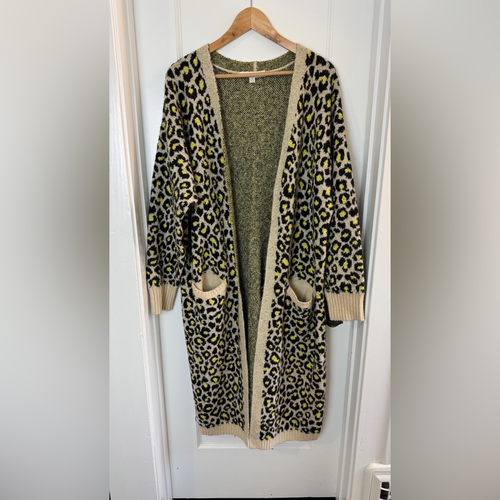 Leopard Print Open Front Cardigan Sweater